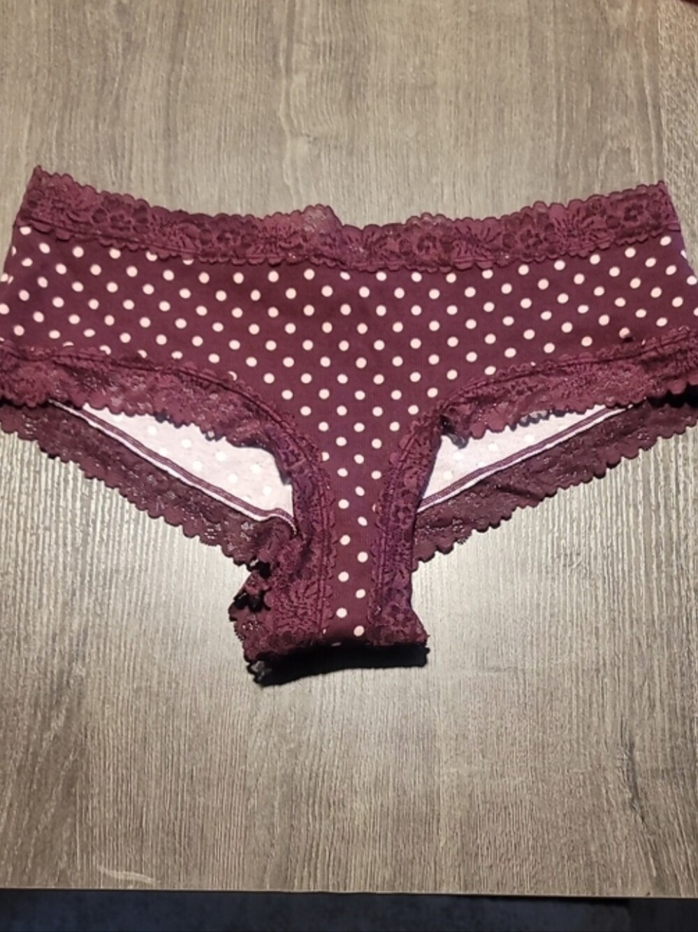 Victoria's secret Pink Cotton Lace Trim Cheeky Panty POLKA DOT LARGE